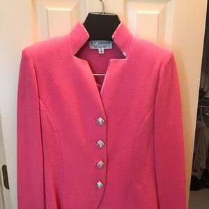 St John Evening by Marie Gray Skirt Suit Hot Pink